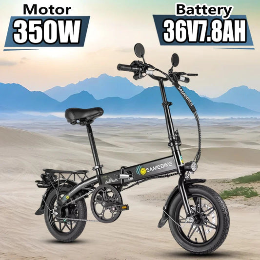 E-Bike SAMEBIKE YINYU14-T 350W Motor 36V7.8AH Lithium Battery City Commuting Electric Bicycle Adult 14 Inch Tire Electric Bi Torange
