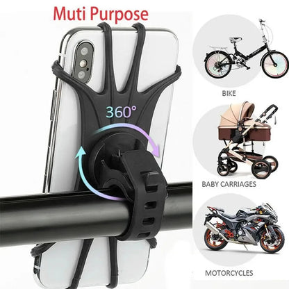 360 Rotatable Bicycle Phone Holder Silicone Motorcycle Stand Bracket GPS Support For Iphone 11 Xiaomi 10 Huawei P40 Torange