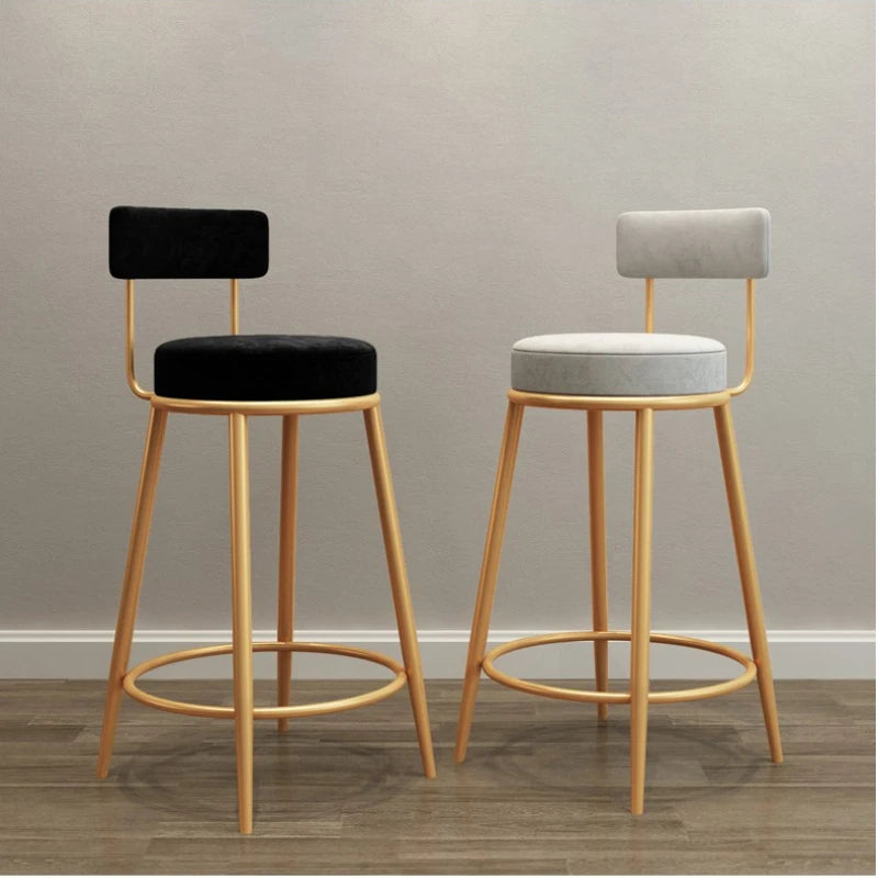 Nordic bar chairs Modern Iron art high stools kitchen backrest bar stools Cafe velvet chair counter Work stools Home furniture