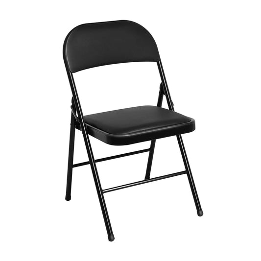Black Metal Folding Chair Foldable Computer Desk Office Party Back Rest Chairs
