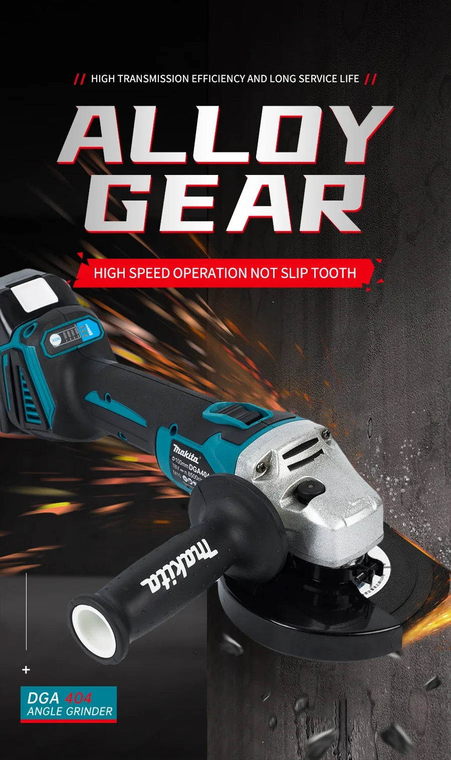 Makita 18V DGA404 Brushless Lithium Electric Angle Grinder Rechargeable Cutting Machine High Power Polishing Machine