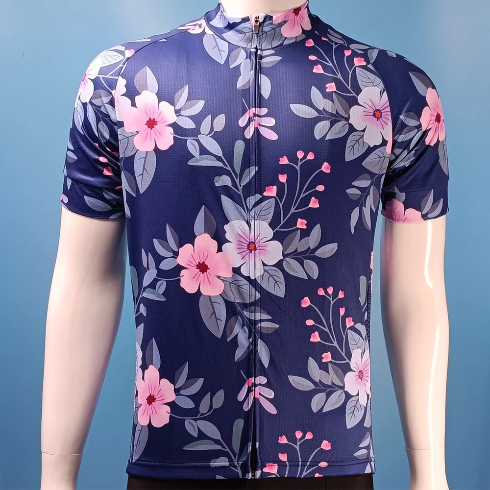 15 Styles Floral Cycling Jersey for Men Short Sleeve Reflective MTB Maillot Downhill Pro Team Mountain Bicycle Clothing Summer Torange
