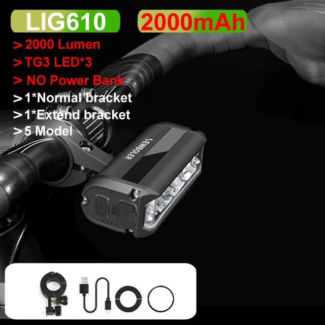 NEWBOLER Bicycle Light Front 10000mAh Bike Light  6000Lumen Waterproof Flashlight USB Charging MTB Road Cycling Lamp Accessories Torange