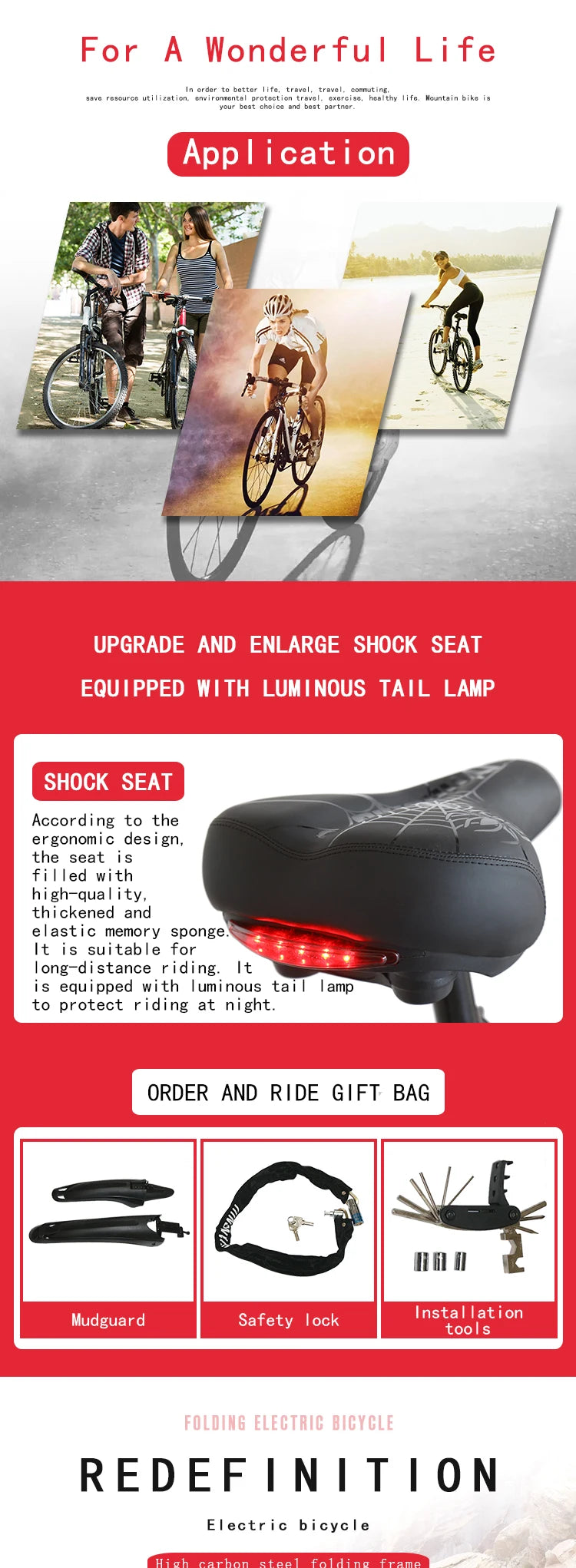 26-inch folding electric bike, folding commuter city bike, 36V350W lithium battery MTB, variable speed bike, portable bike