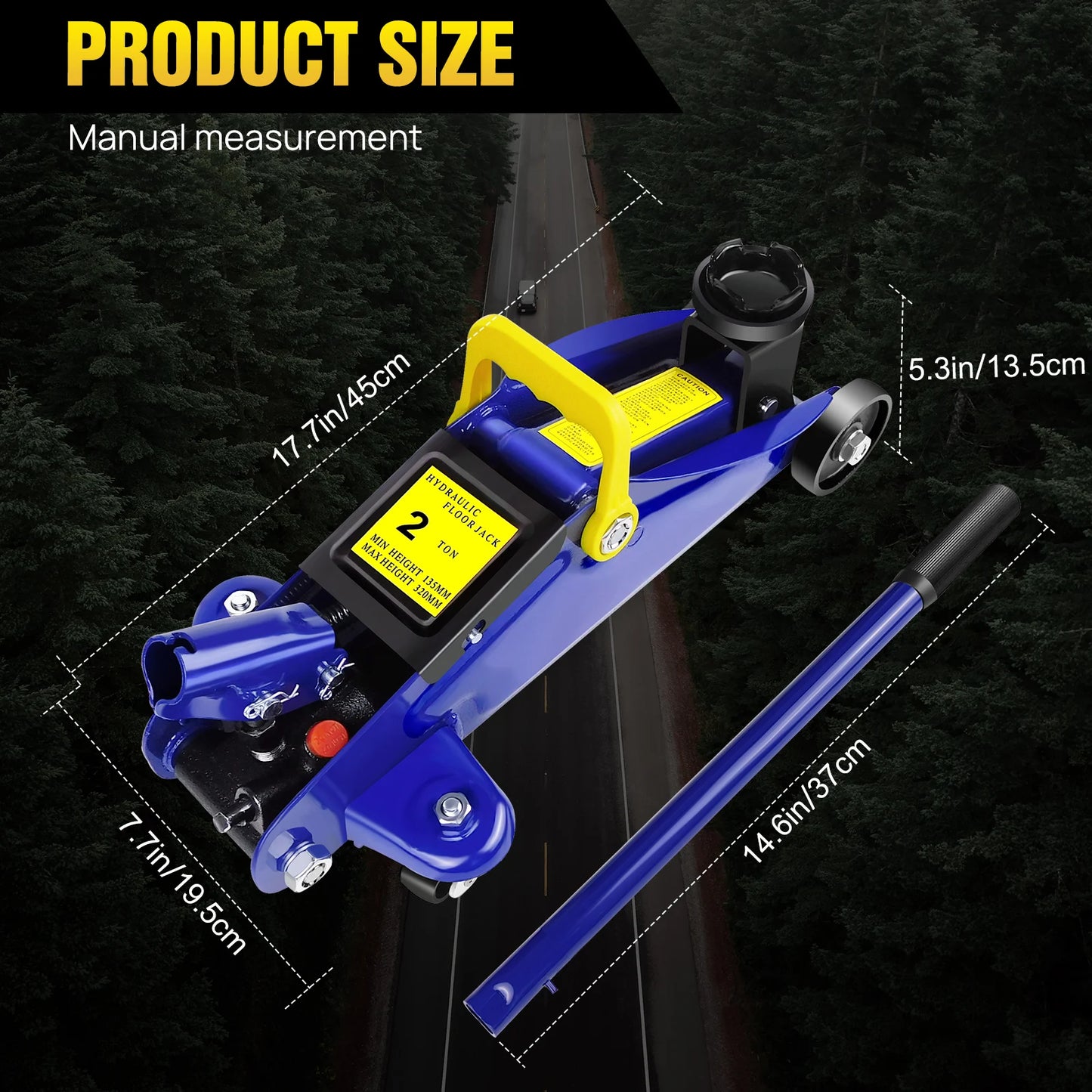 Hydraulic Trolley Floor Jack 2 Ton Portable Heavy Duty Car Lift with Carry Case Steel handle Trolley Profile Tyre Repair Tools