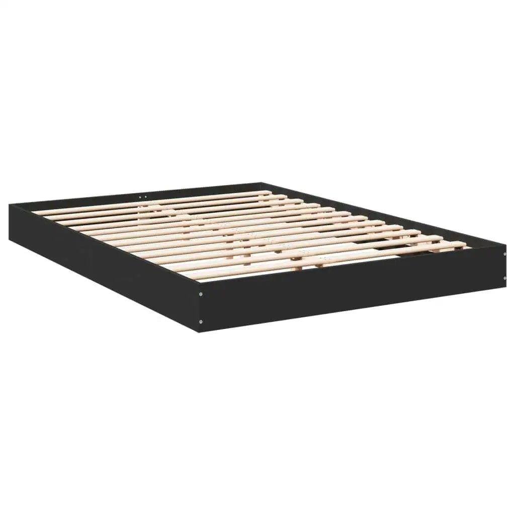 Black Small Wooden Double Bed Frame 120x190 cm