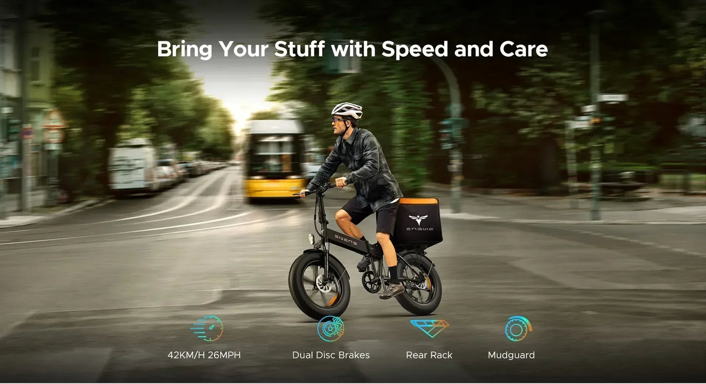ENGWE Electric Bicycle 750W Powerful Motor 48V13AH Lithium Battery City Folding Electric Bike 20*4.0 Inch Fat Tire Snow E-bike