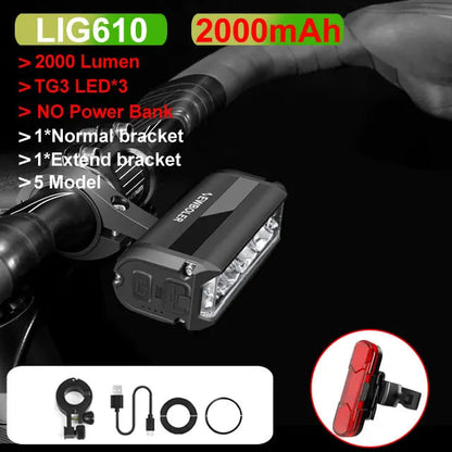 NEWBOLER Bicycle Light Front 10000mAh Bike Light  6000Lumen Waterproof Flashlight USB Charging MTB Road Cycling Lamp Accessories Torange