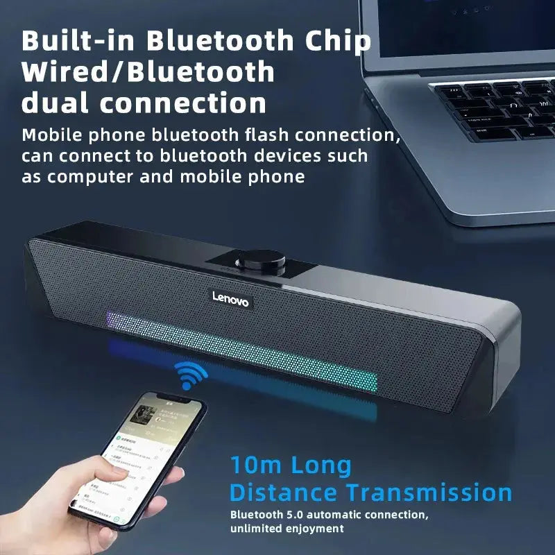Lenovo TS33 Original For Desk Computer Subwoofer AUX 360 Home Movie Bluetooth 5.0 Speaker Surround Sound Bar Audio Speaker DS