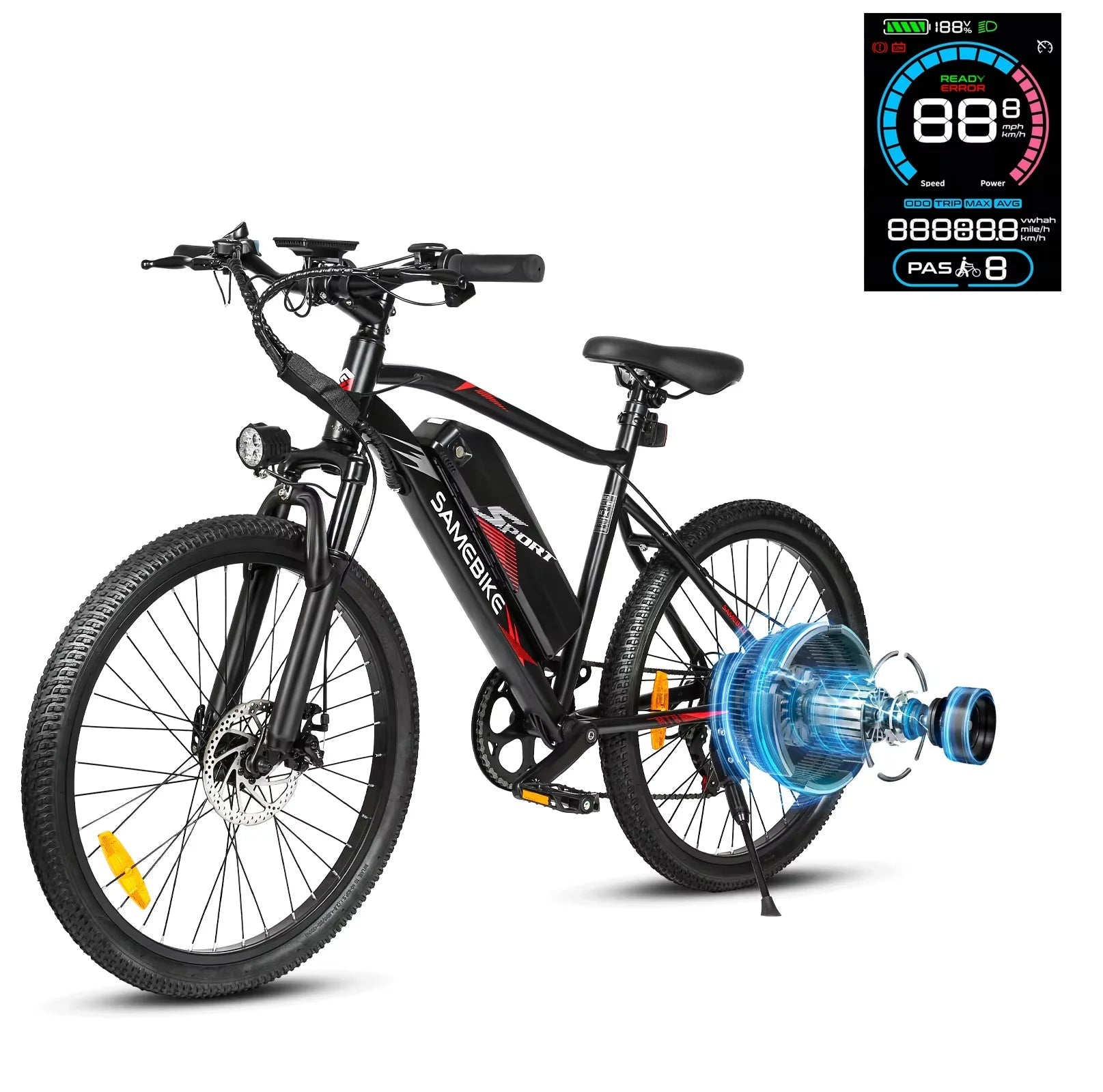 SAMEBIKE EBE2 Electric Bike for Adults 500W Motor 36V13AH Battery Electric Bicycle 24 Inch Tire Suitable For All Terrain E bike Torange
