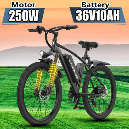 UNIBIKE Q7 Adult Electric Bike 250W Motor 36V10AH Battery E-bike Folding City Commuting 26 Inch Tire Portable Electric Bicycle Torange