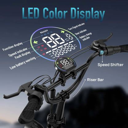 URLIFE Electric Bicycle T5 1500W Brushless Motor 48V13AH Battery Snow E-Bike 20.4.0-Inch Fat Tire Full Suspension  Electric Bike Torange