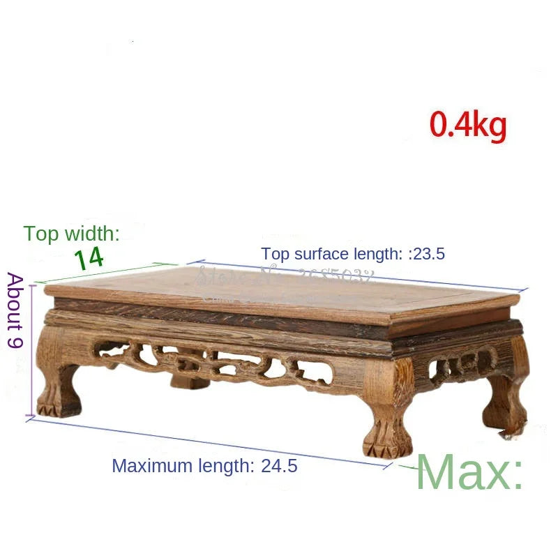 Quality Wood Tea Table Rosewood Carving Decoration Base Vase Buddha Kistler Display Rack Multi-use Rectangle Small Coffee Table