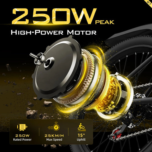 UNIBIKE Q7 Adult Electric Bike 250W Motor 36V10AH Battery E-bike Folding City Commuting 26 Inch Tire Portable Electric Bicycle Torange