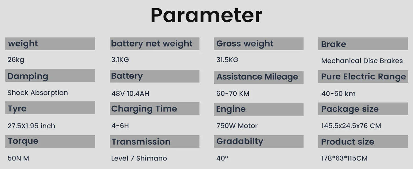 GUNAI 750W Electric Bicycle Motor 27.5Inch Off-road Tyre Electric Bike 48V 10AH Battery Mountain Adults Motorcycle EU Stock