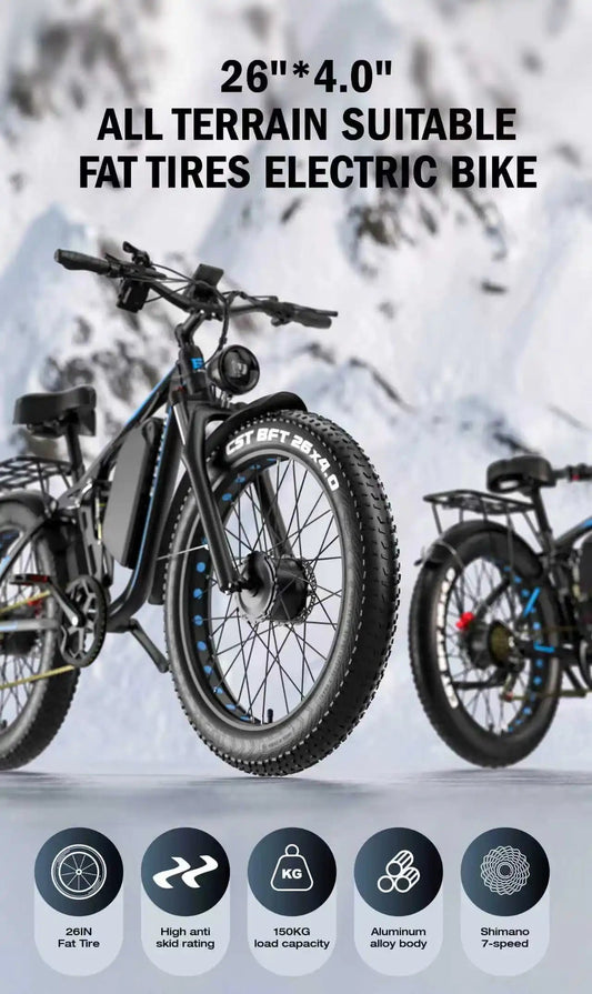 Electric Bike E-BYCCO EB7Pro 2000W Powerful Motor 52V23Ah Battery Adult E-Bike 26*4.0 Inch Fat Tire All Terrain Electric Bicycle Torange