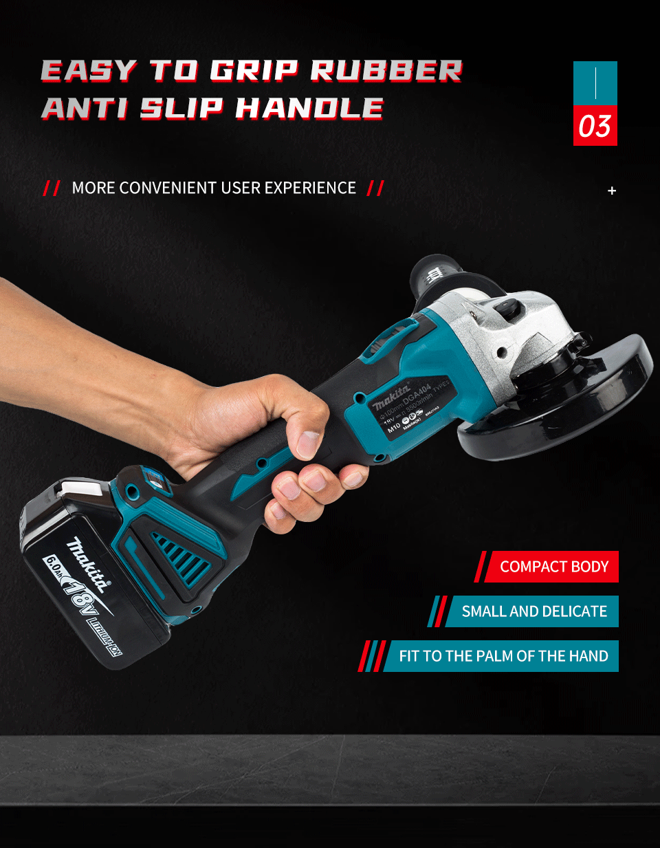 2025 Makita 18V DGA404 Brushless Lithium Electric Angle Grinder Rechargeable Cutting Machine High Power Polishing Machine