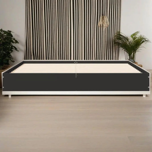 Black Small Wooden Double Bed Frame 120x190 cm