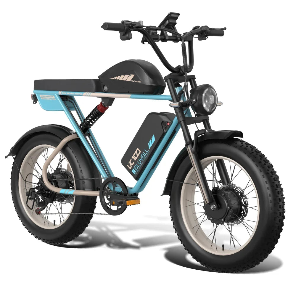 E-bike BLUVALL K10 2000W Brushless Dual Motor 52V43AH Dual Battery Hydraulic Brake Snow E-Bicycle 20 Inch Fat Tire Electric Bike Torange