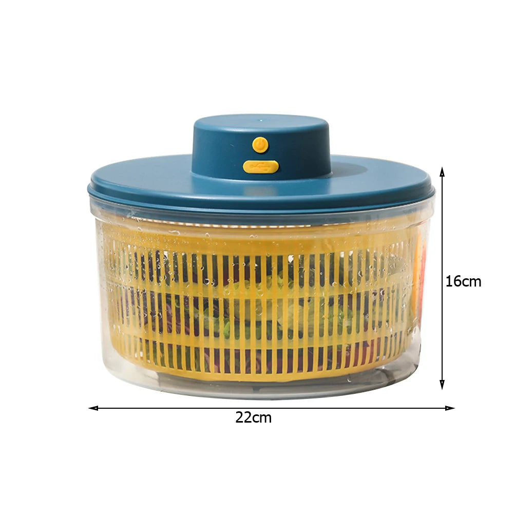 Electric Drain Basket Cleaning Dryer Fruit and Vegetable Dry and Wet Separation Draining Salad Spinner Home Gadget