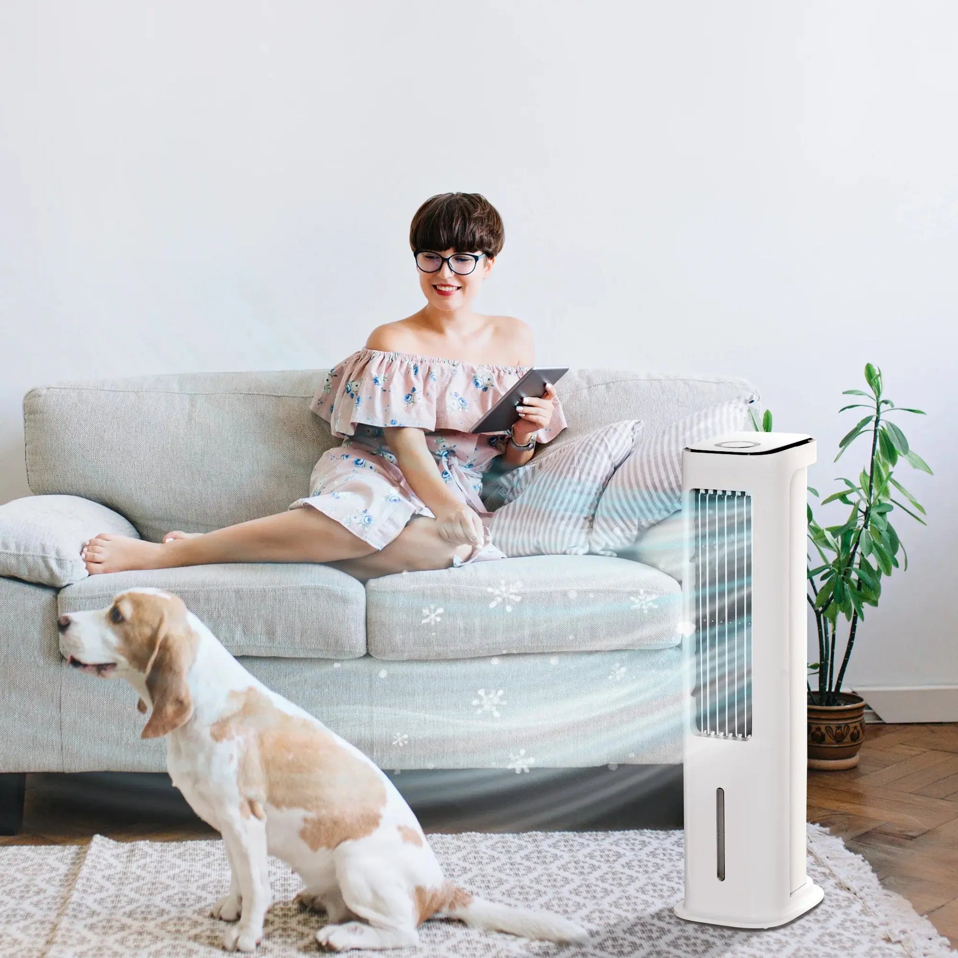 💨 HOMCOM Ice Cooling Tower Fan – Oscillating Air Cooler with Timer (White) DS