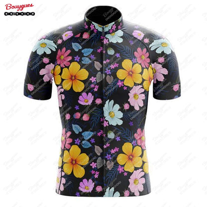 15 Styles Floral Cycling Jersey for Men Short Sleeve Reflective MTB Maillot Downhill Pro Team Mountain Bicycle Clothing Summer Torange