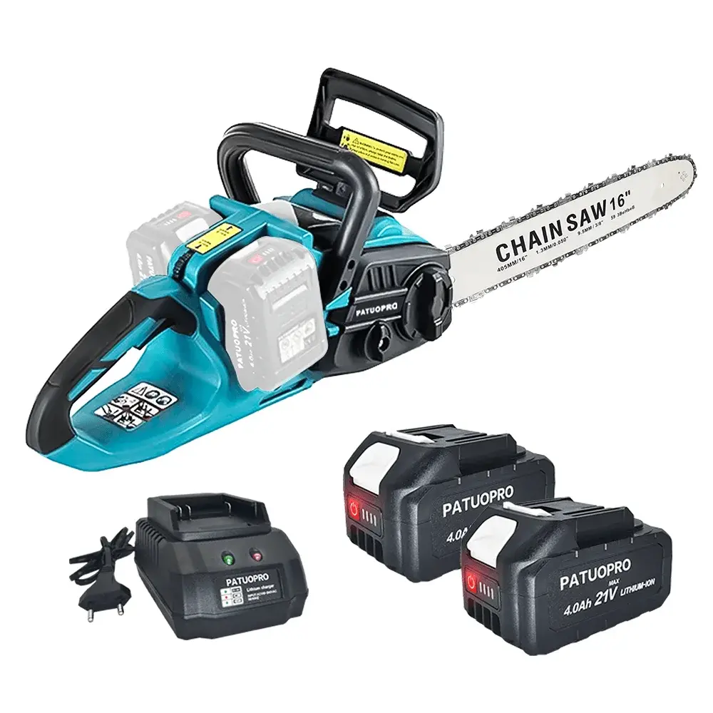 PATUOPRO 16 Inch Brushless Chainsaw Cordless Electric Chain Saw Wood Cutting Garden Pruning Power Tools For Makita 18V Battery Torange