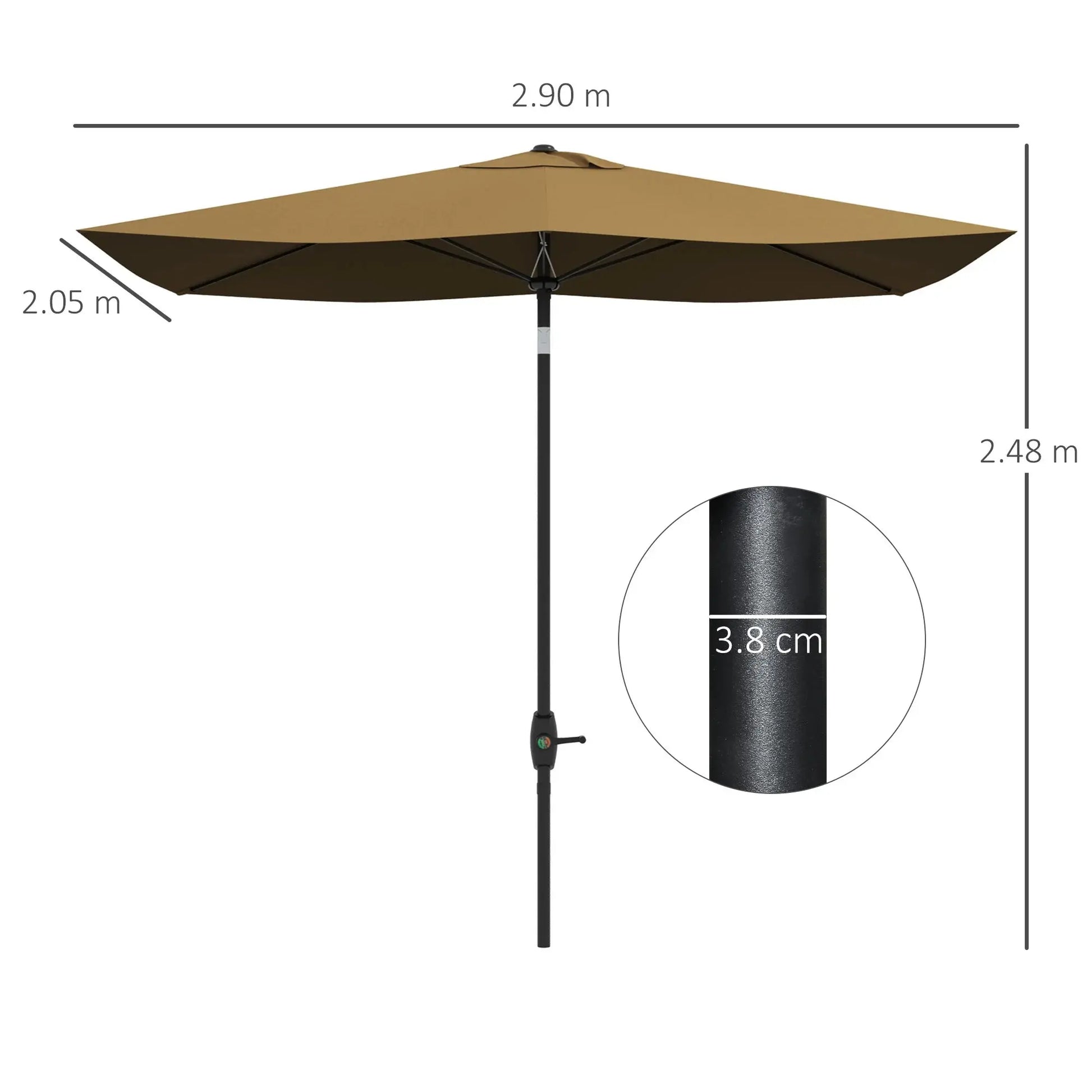 Outsunny Garden Parasol Rectangular Umbrella Only  2m x 3m DS
