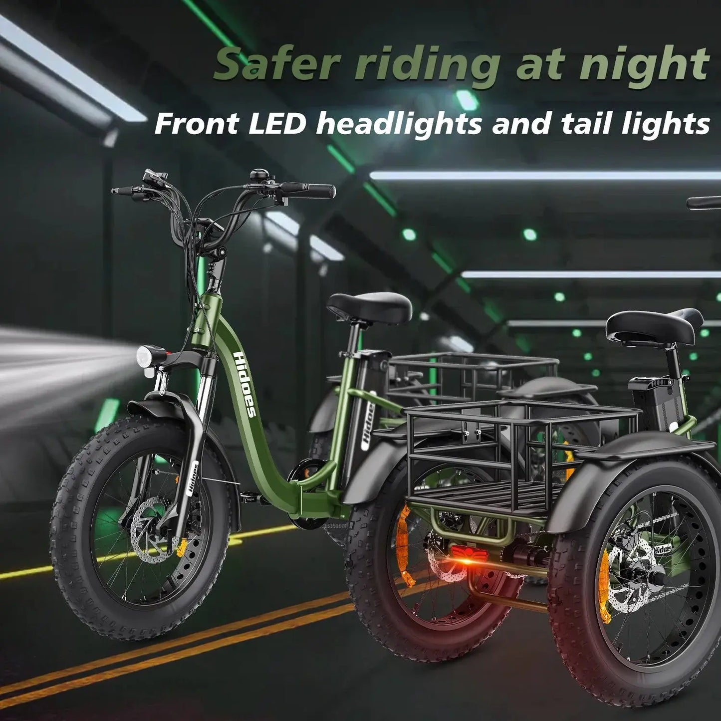 Electro Tricycle 750W Motor 48V20AH Lithium Battery Folding Electric Tricycle Electric Adult 20*4.0 Inch Fat Tire Mountain Ebike Torange