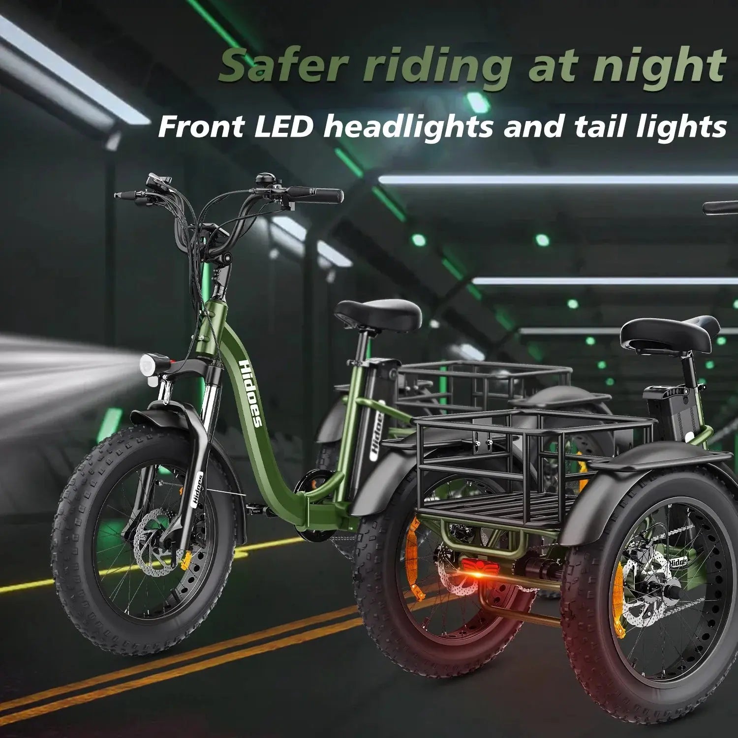 Electro Tricycle 750W Motor 48V20AH Lithium Battery Folding Electric Tricycle Electric Adult 20*4.0 Inch Fat Tire Mountain Ebike Torange