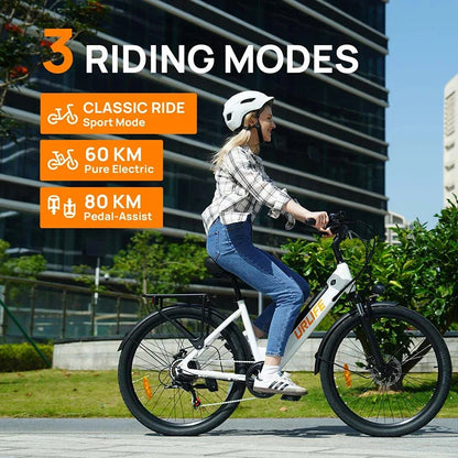 E-bike URLIFE E26 250W Motor 36V13AH Removable Battery High Carbon Steel Frame Electric Bicycle 26 inch Tire Adult Electric Bike Torange