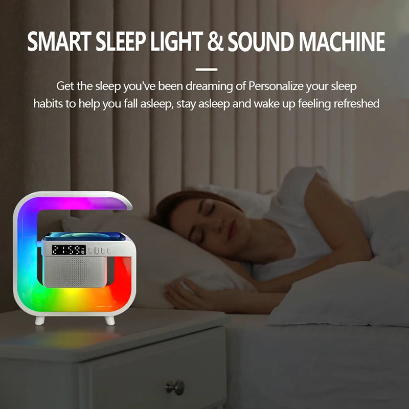 Multifunction Wireless Charger Stand Bluetooth 5.0 Speaker Fm Tf Rgb Night Light Fast Charging Station For Samsung Iphone Xiaomi