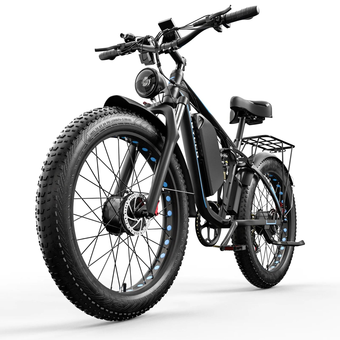 Electric Bike E-BYCCO EB7Pro 2000W Powerful Motor 52V23Ah Battery Adult E-Bike 26*4.0 Inch Fat Tire All Terrain Electric Bicycle Torange
