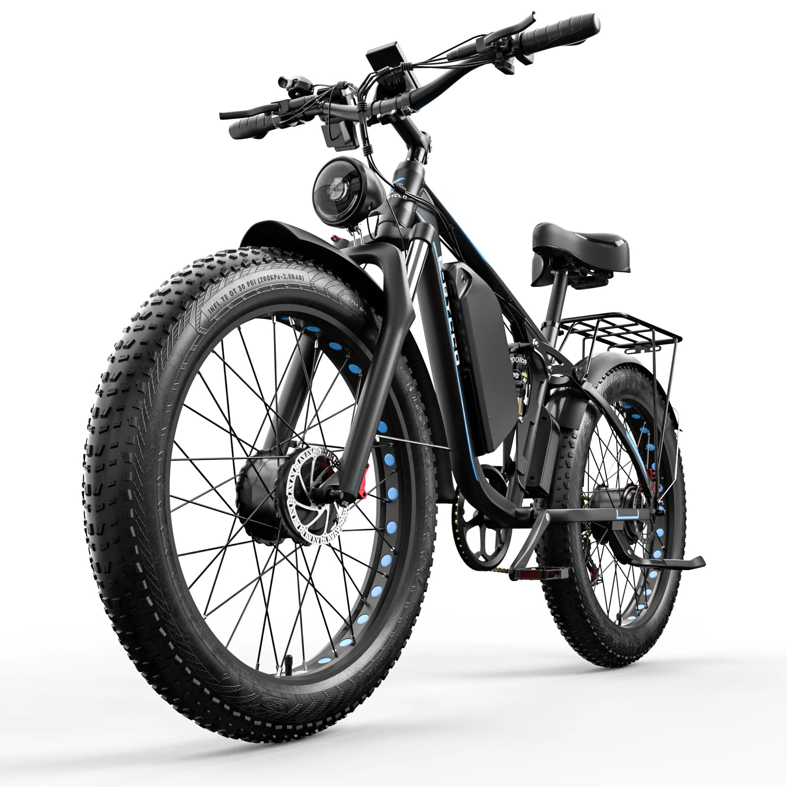 Electric Bike E-BYCCO EB7Pro 2000W Powerful Motor 52V23Ah Battery Adult E-Bike 26*4.0 Inch Fat Tire All Terrain Electric Bicycle Torange