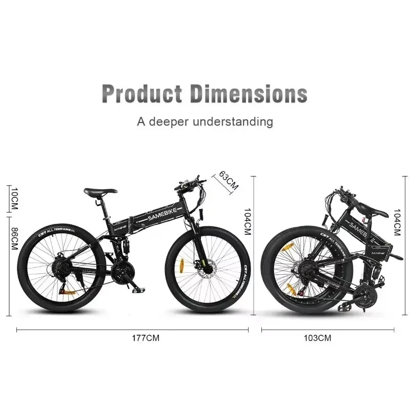 SAMEBIKE Electric Bicycle LO26-II 900W Motor 48V14AH Battery Hydraulic brake Folding Electric Bike 26-inch Tire off-Road E-bike Torange