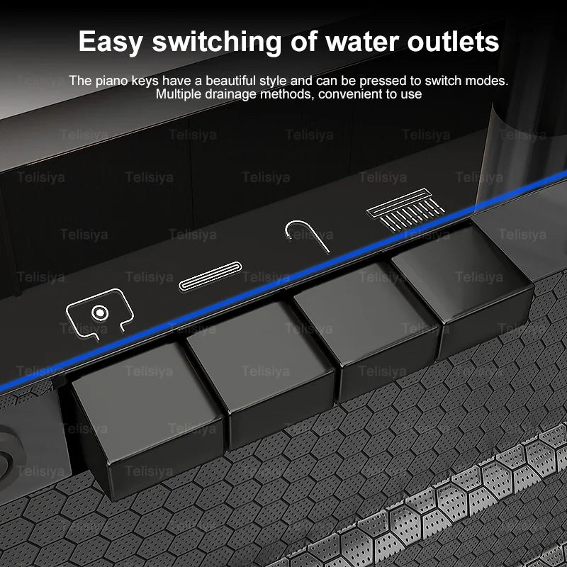 Double Waterfall Stainless Steel Sink Kitchen Large Single Sink Digital Display Multifunction Piano Key Honeycomb Embossed