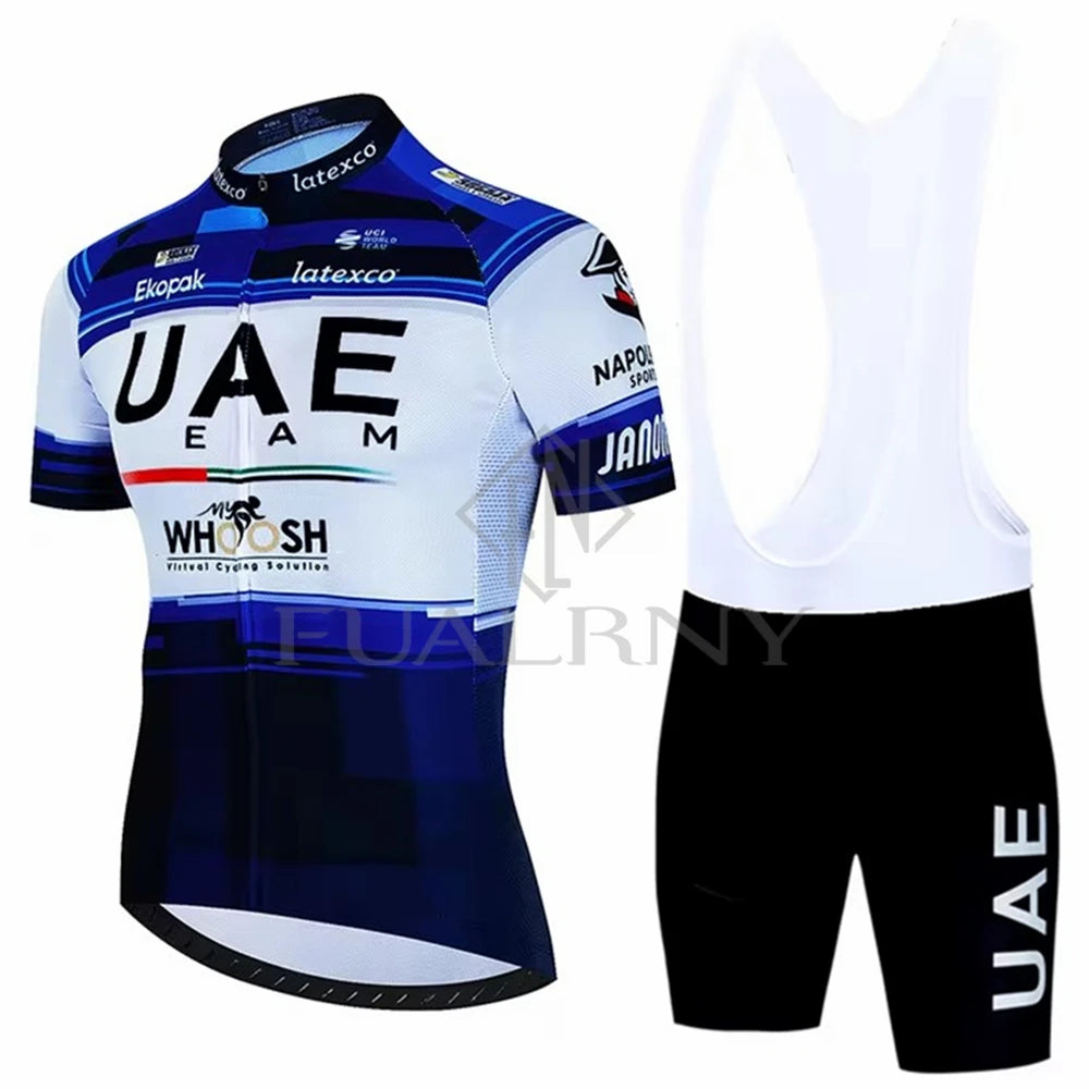 UAE Summer Cycling Jersey Set Men's Cycling Clothing Bicycle Short Sleeve Road Bike Clothes Suit Mtb Maillot Culotte Ciclismo Torange