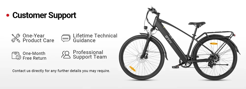 Electric Bicycle DYU C5 350W Brushless Motor 48V10AH Built-in Lithium Battery E-bike 27.5 Inch Tire Adult Urban Electric Bike