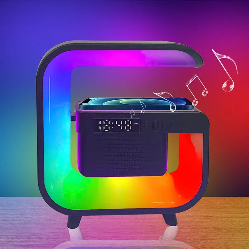 Multifunction Wireless Charger Stand Bluetooth 5.0 Speaker Fm Tf Rgb Night Light Fast Charging Station For Samsung Iphone Xiaomi