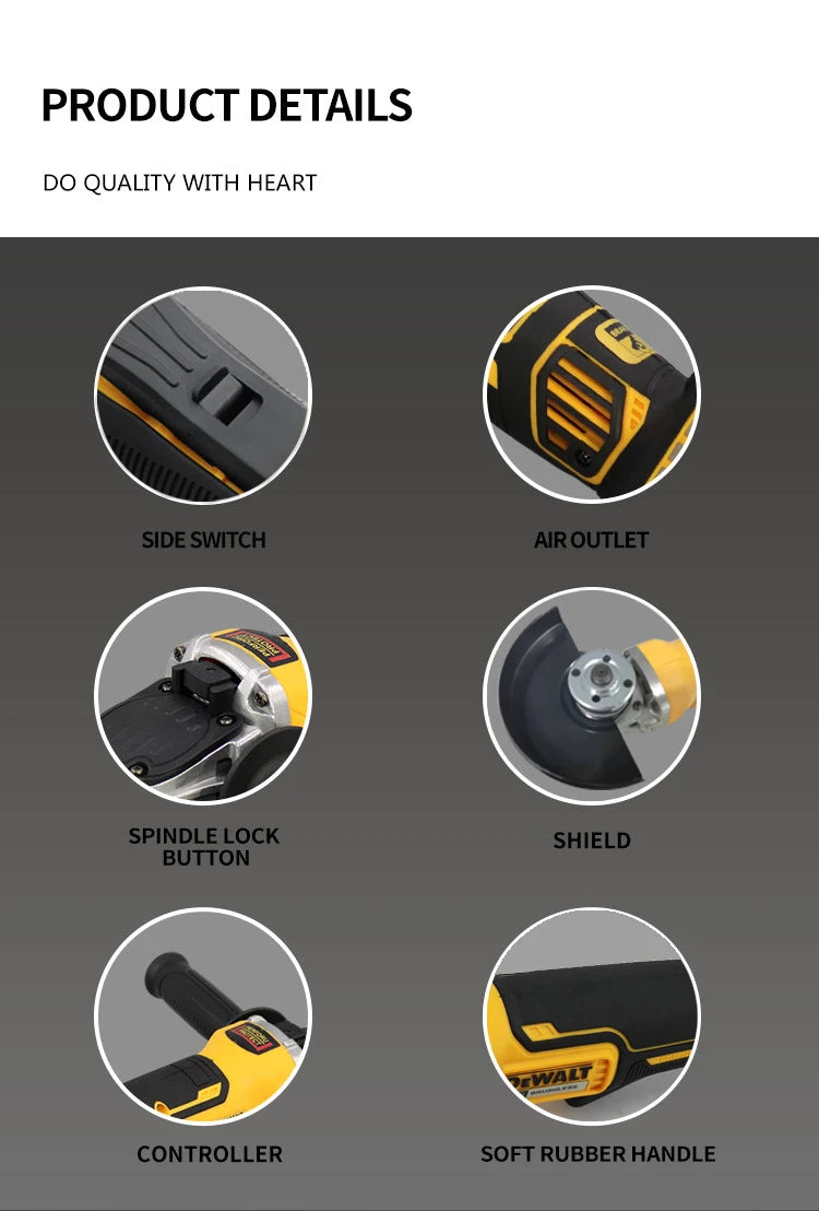 DEWALT DCG406 Kit 100/125MM 20V Angle Grinder Brushless Maglev Metal Cutting Charging Angle Grinder No Battery