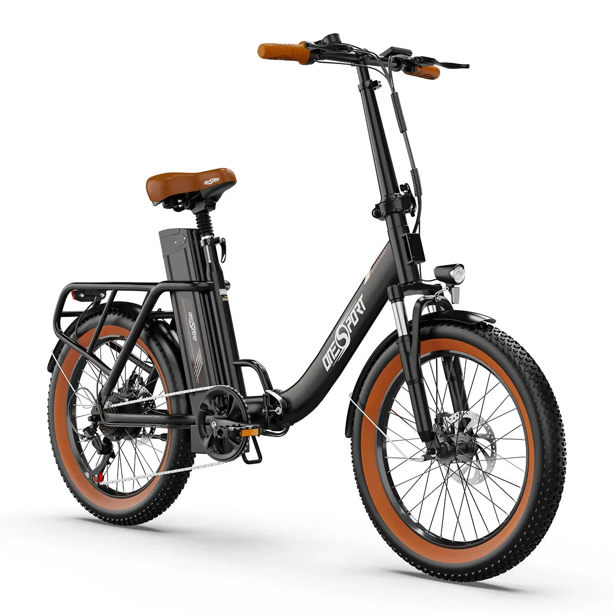 ONESPORT OT16-2 Folding E-Bike, 20'' Tires, 250W Motor, 48V 17Ah Battery, Shimano 7-Speed, 25km/h, Disc Brakes Torange