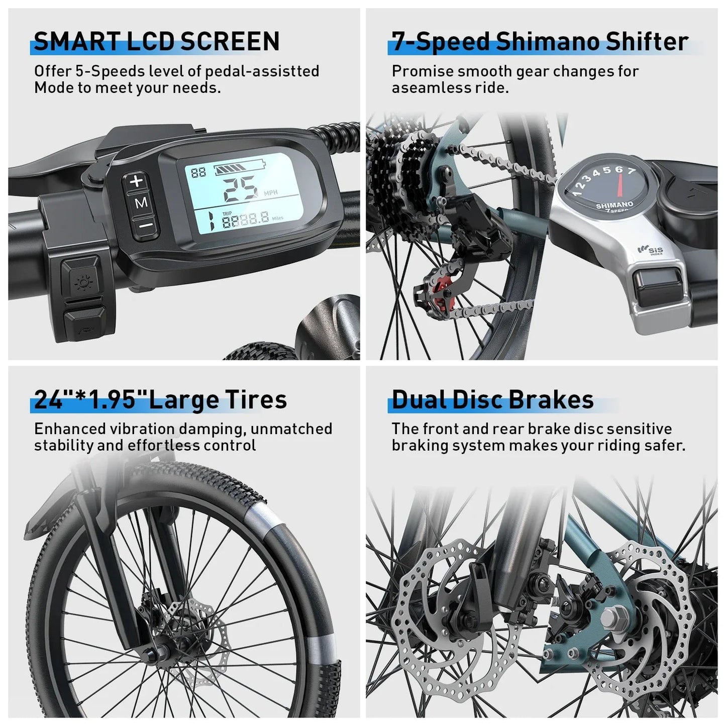 Aairsk GT300 Adult E-bike 250W Motor 36V 10Ah Battery Electric Bike 26 Inch Fat Tire E-Mountain bike Off-road Electric bicycle Torange
