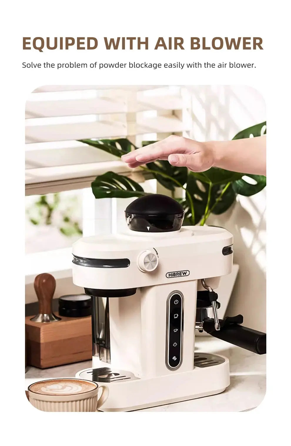 HiBREW 20 Bar Semi Automatic Espresso Coffee Maker With Grinder Bean For Cappuccino and Latte Milk Frothing System Machine H14 Torange