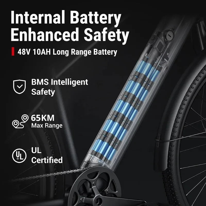 Electric Bicycle DYU C5 350W Brushless Motor 48V10AH Built-in Lithium Battery E-bike 27.5 Inch Tire Adult Urban Electric Bike