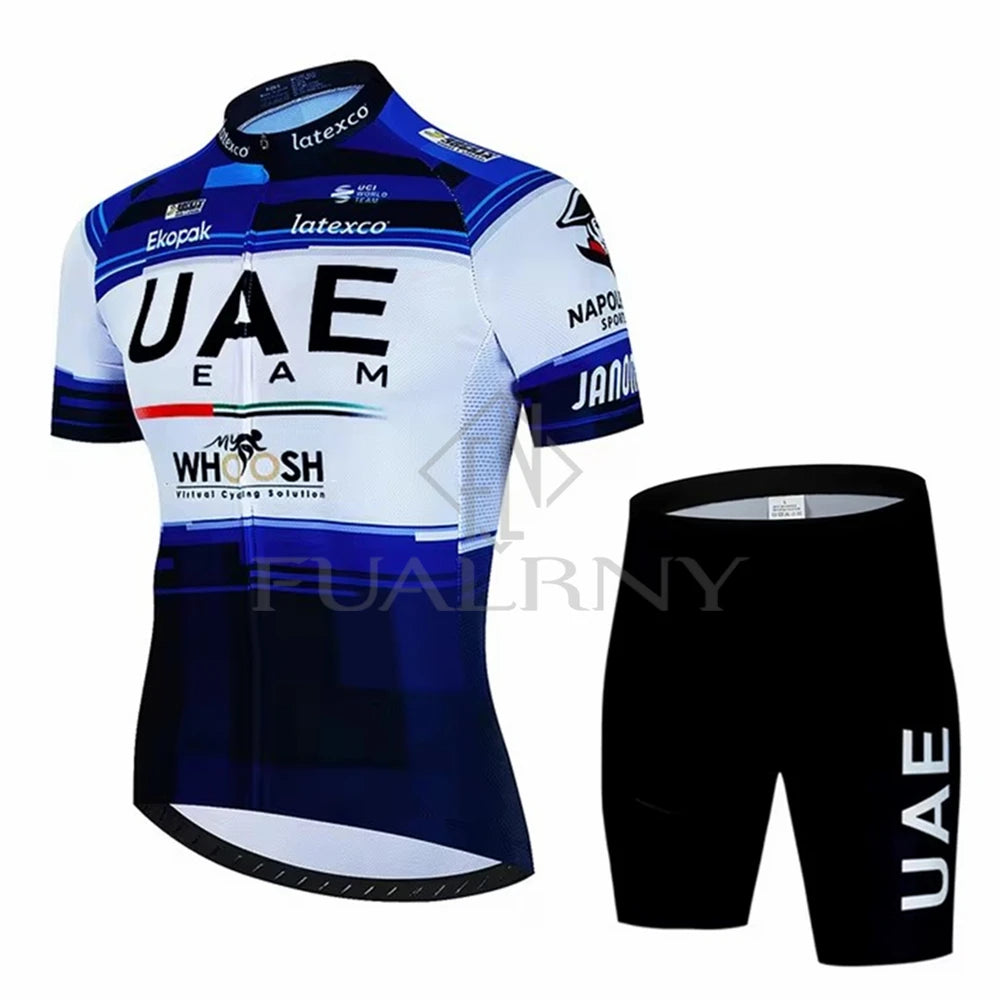 UAE Summer Cycling Jersey Set Men's Cycling Clothing Bicycle Short Sleeve Road Bike Clothes Suit Mtb Maillot Culotte Ciclismo Torange