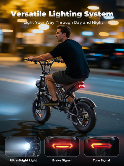 VARUN Plorer Adult E-bike 250W Motor 48V 13AH Battery Electric Bike 16 Inch Fat Tire E-Mountain Bike Off-Road Electric Bicycle Torange