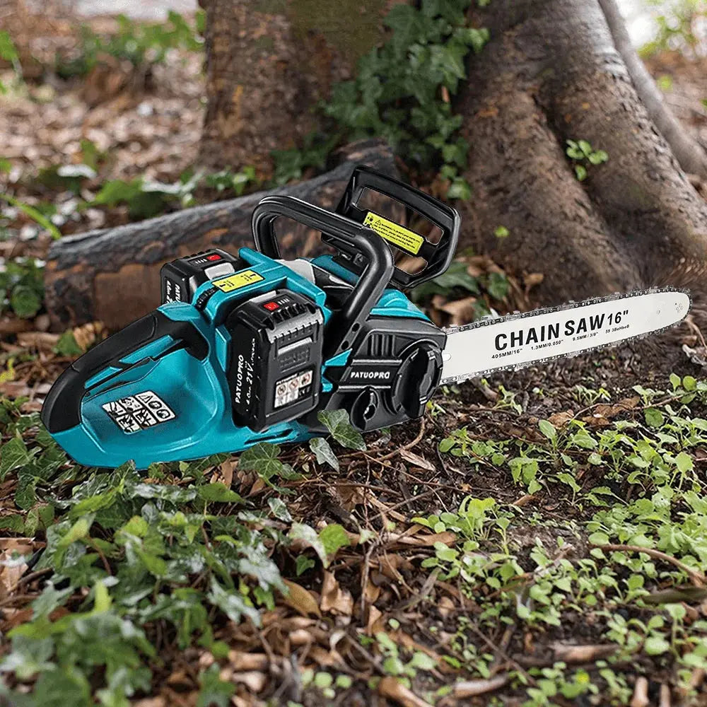 PATUOPRO 16 Inch Brushless Chainsaw Cordless Electric Chain Saw Wood Cutting Garden Pruning Power Tools For Makita 18V Battery Torange
