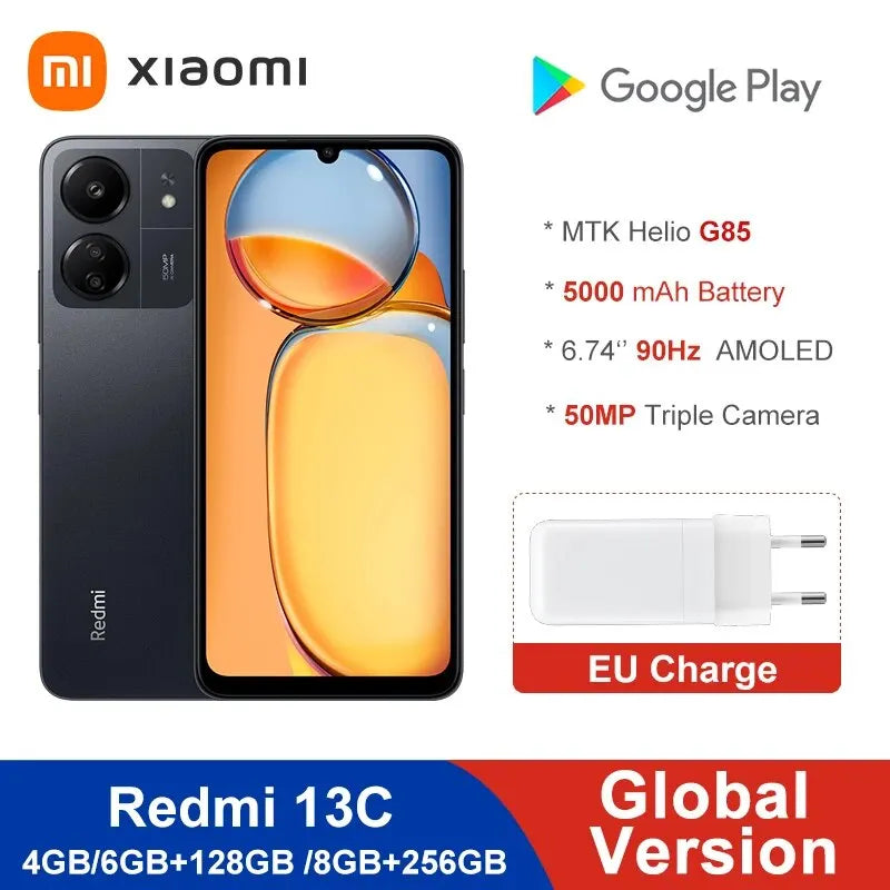 Xiaomi Redmi 13C MIUI 14 Smartphone MTK Helio G85 Octacore 50MP Camera 5000mAh 90Hz 6.74" Display - Torange