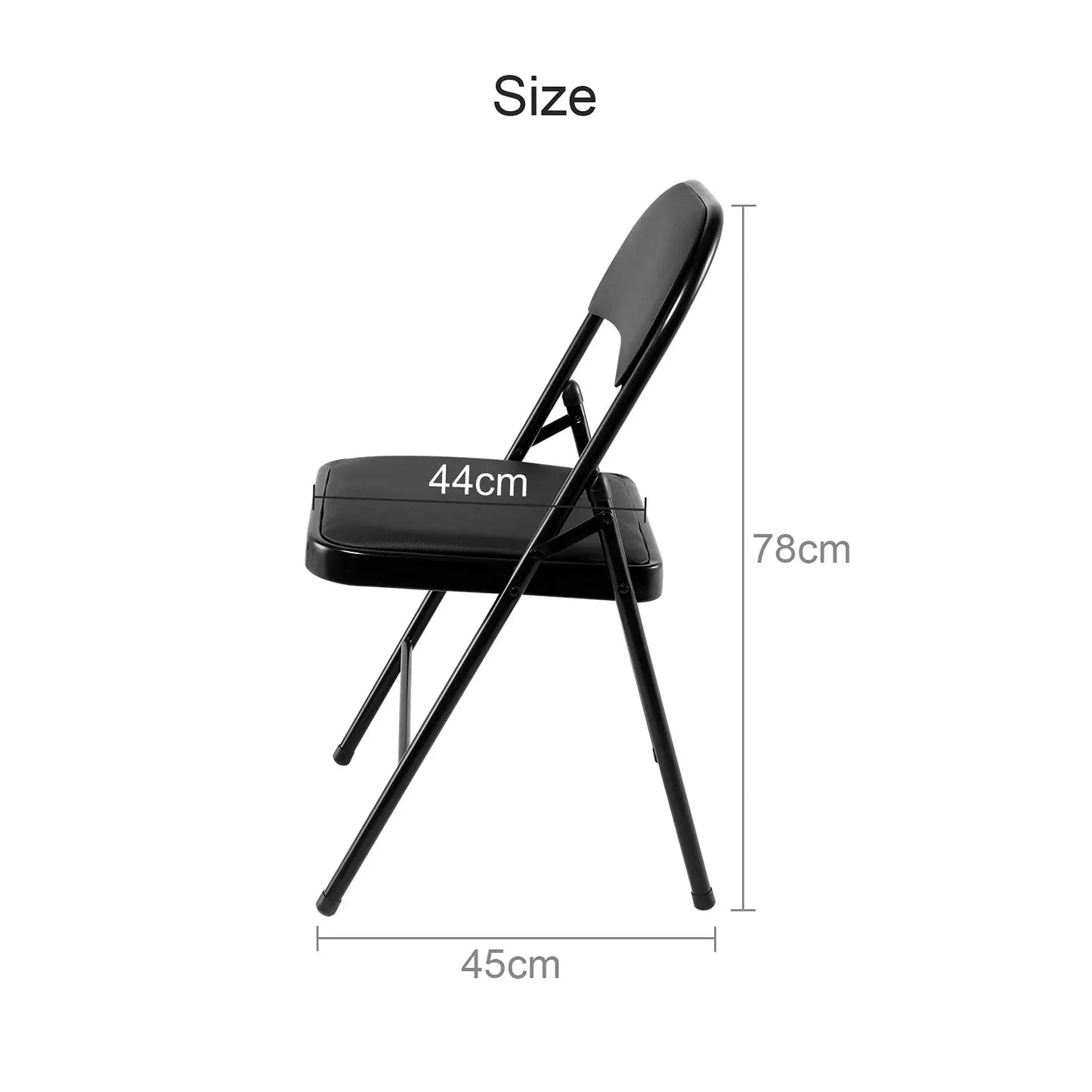 Black Metal Folding Chair Foldable Computer Desk Office Party Back Rest Chairs