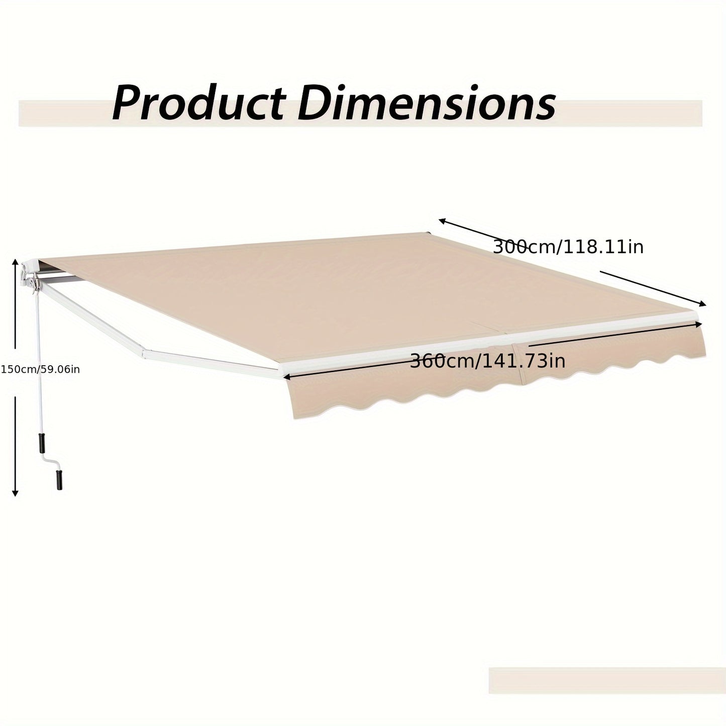 Costway 3.6 x 3m Patio Awning Manual Garden Canopy Sun Shade Retractable Shelter Outdoor - Torange